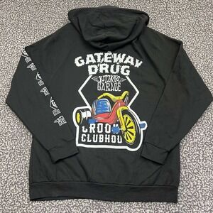Lutzka's Garage Hoodie Men‎ Large Black Crooked Clubhouse Full Zip Long Sleeve L